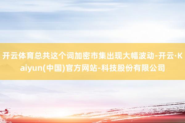 开云体育总共这个词加密市集出现大幅波动-开云·Kaiyun(中国)官方网站-科技股份有限公司